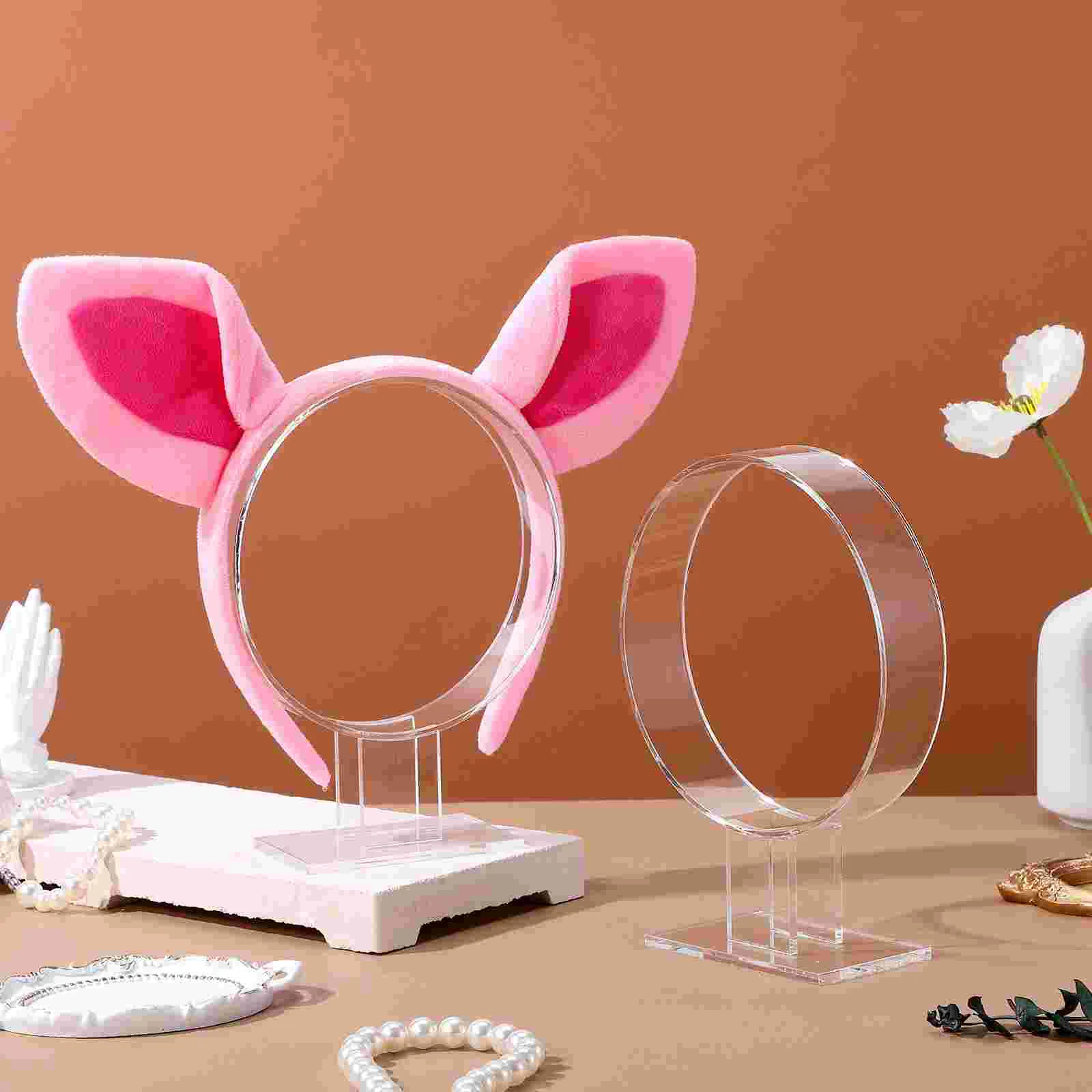 2 Pcs Headband Hair Hoops Holder Hairband Rack Baby Monitor Stand Bracket Acrylic Headpiece Organizer Display Miss Earring