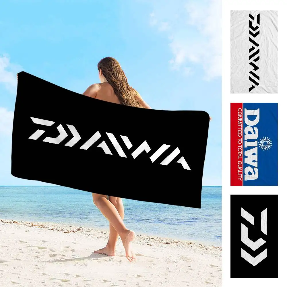 Classic Fishing Tackle Logo D-Daiwa Anime Beach Swimming Towel Soft Absorbent Washcloth Children's Gifts for Kids Travel Camping