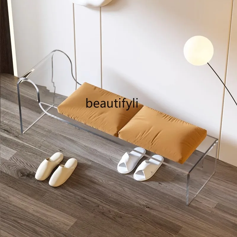 Acrylic Long Stool Home Home Doorway Shoe Changing Stool Light Luxury Footstool Clothing Store Suspension Chair