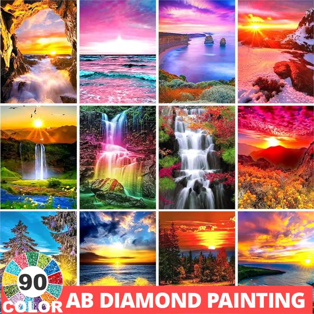 AB 90 Colors Diamond Painting 5D DIY Beautiful Scenery Picture Full Embroidery Mosaic Home Decor Cross Stitch Kit Hobby