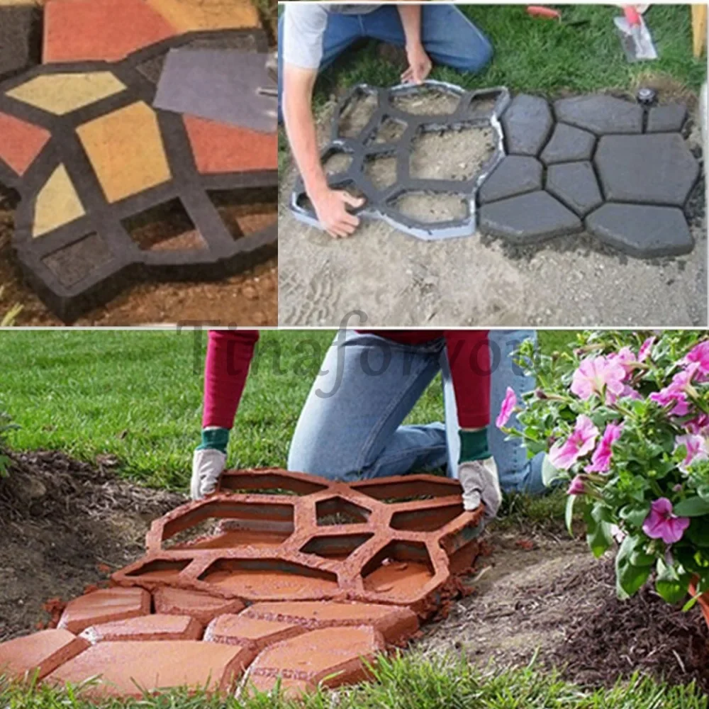 Garden Path Maker Molds Walk Pavement Concrete Mould DIY Manually Paving Cement Brick Stone Road Concrete Pathmate Moulds