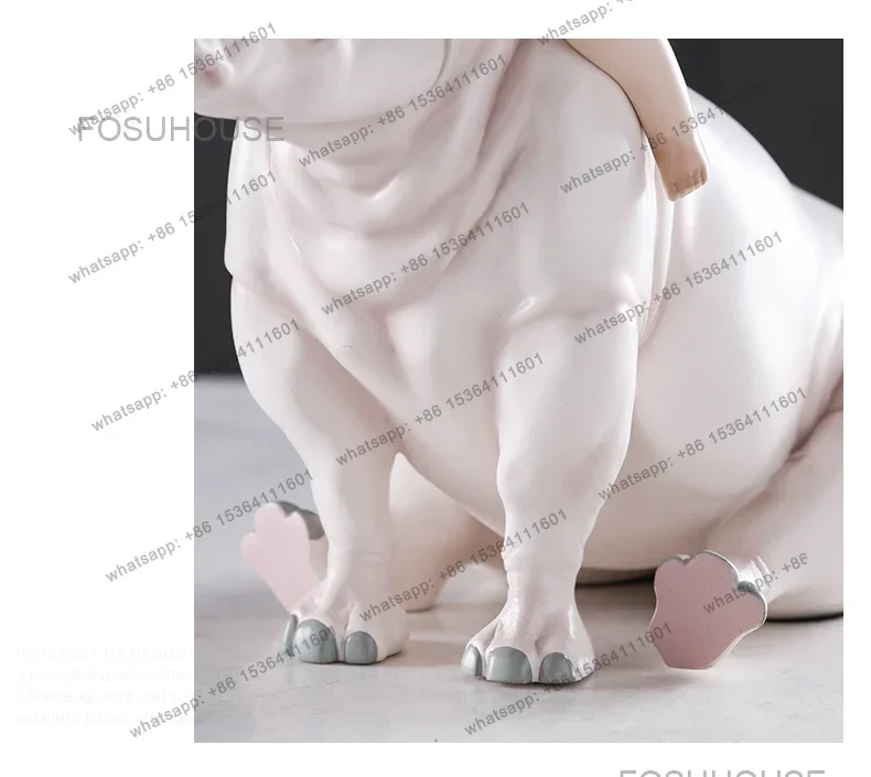 Rhinoceros Partner Sculptures Large White Night Fairy Creative Female Gift Luxury Statues Figurine Accessories Home Decoration