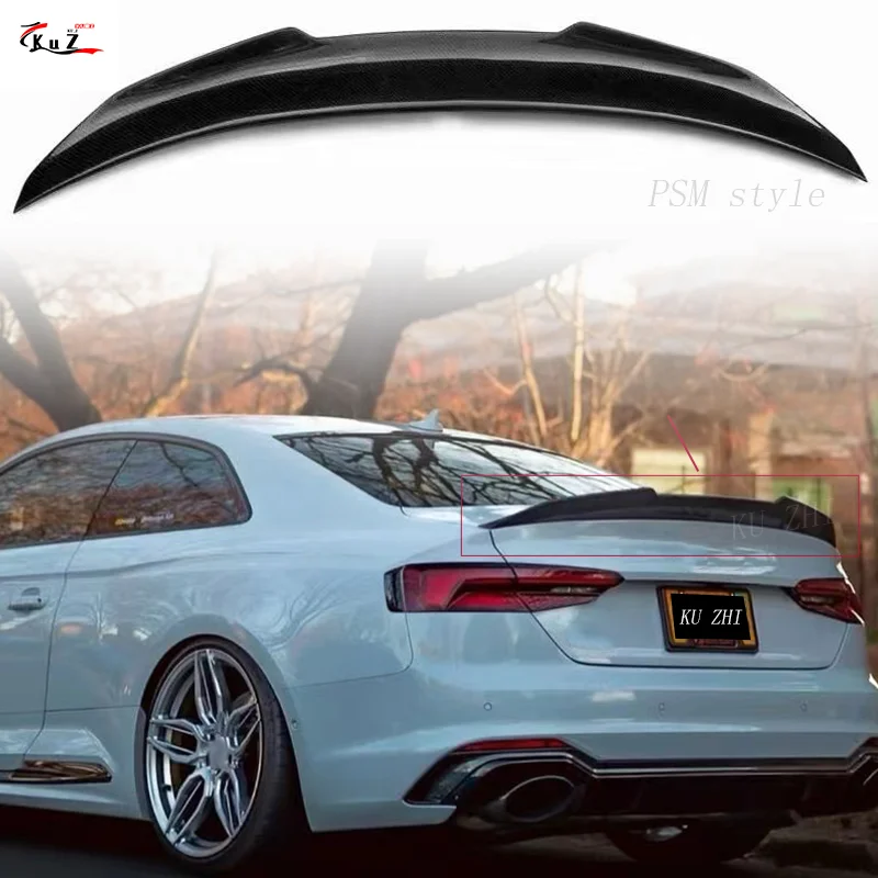 Car Spoiler For Audi A5 S5 RS5 B9 2-Door Sportback/Coupe/Convertible PSM Style Forged Real Carbon Fiber Trunk Wing 2017-2023