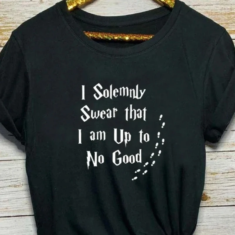 ICH Feierliche Schwören Brief Crewneck Print T Shirt Frauen Kurzarm Lose Beiläufige Sommer T Shirt Tops Kleidung Camisetas Mujer