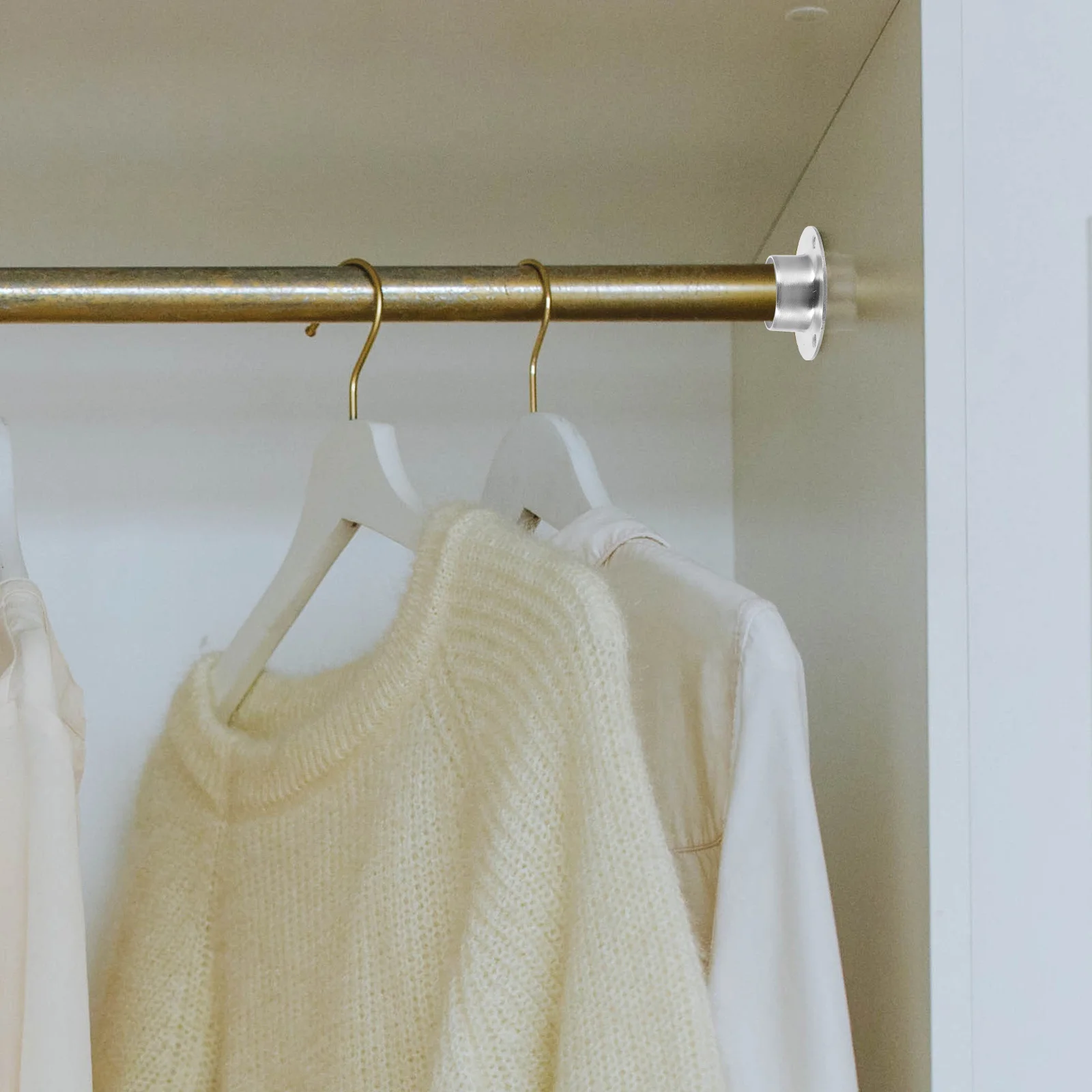 

4Pcs Heavy Duty Stainless Steel Closet Rod Brackets Shower Curtain Rod Holders Closet Pole Socket for Bathroom