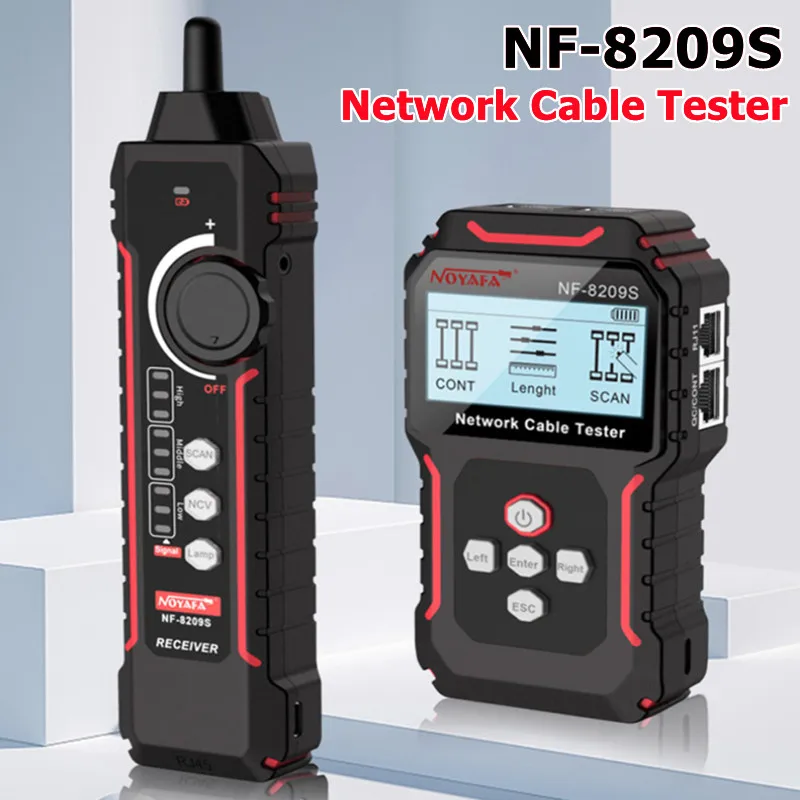NF-8209S Network Cable Tracker Lan Measure Tester Network Tools LCD Display Measure Length Wire map Tester Cable Tracer