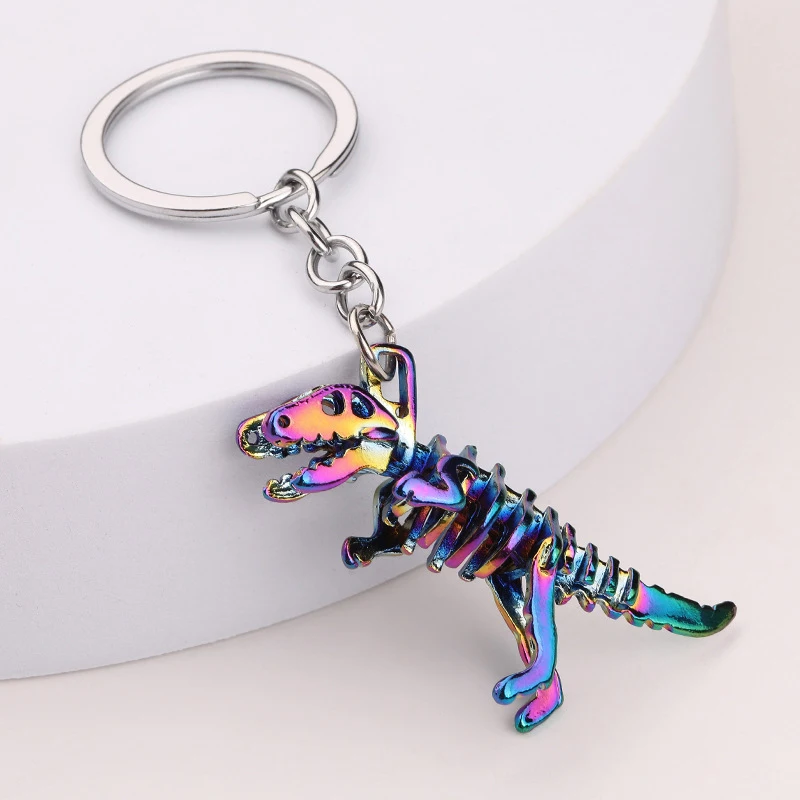 1PC Alloy Colorful Skeleton Dinosaur Key Chain Holiday Gift Pendant Key Chain Car key Bag Charm Accessories