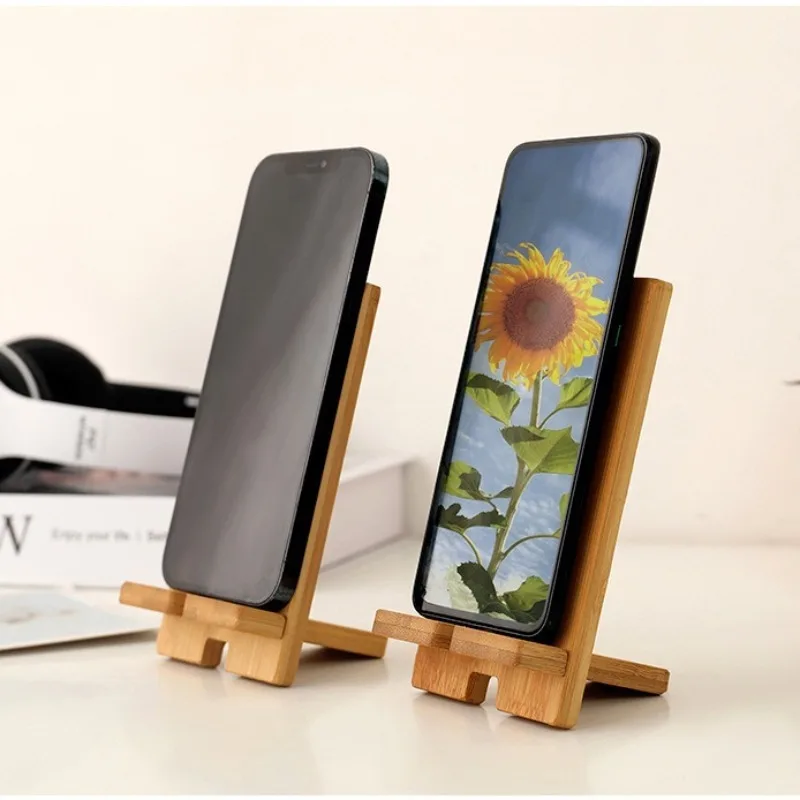 Bambus-Holz-Handyhalter für Schreibtisch mit Ladeöffnung Multifunktionaler Lazy Mount für Zuhause und Büro – Detail 3