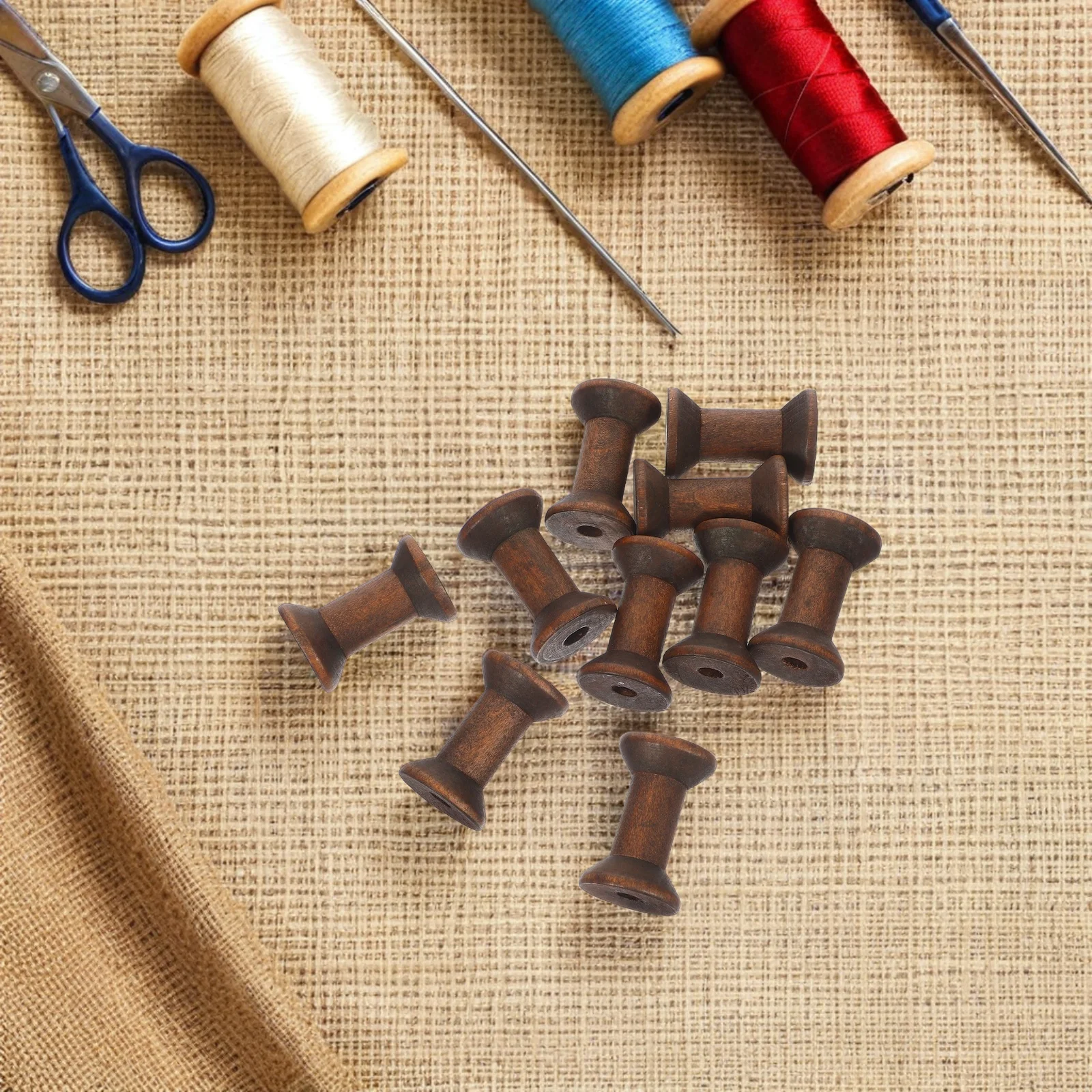 

Retro Winding Spool Embroidery Thread Spools to Weave Empty Wooden Bobbins Crafts