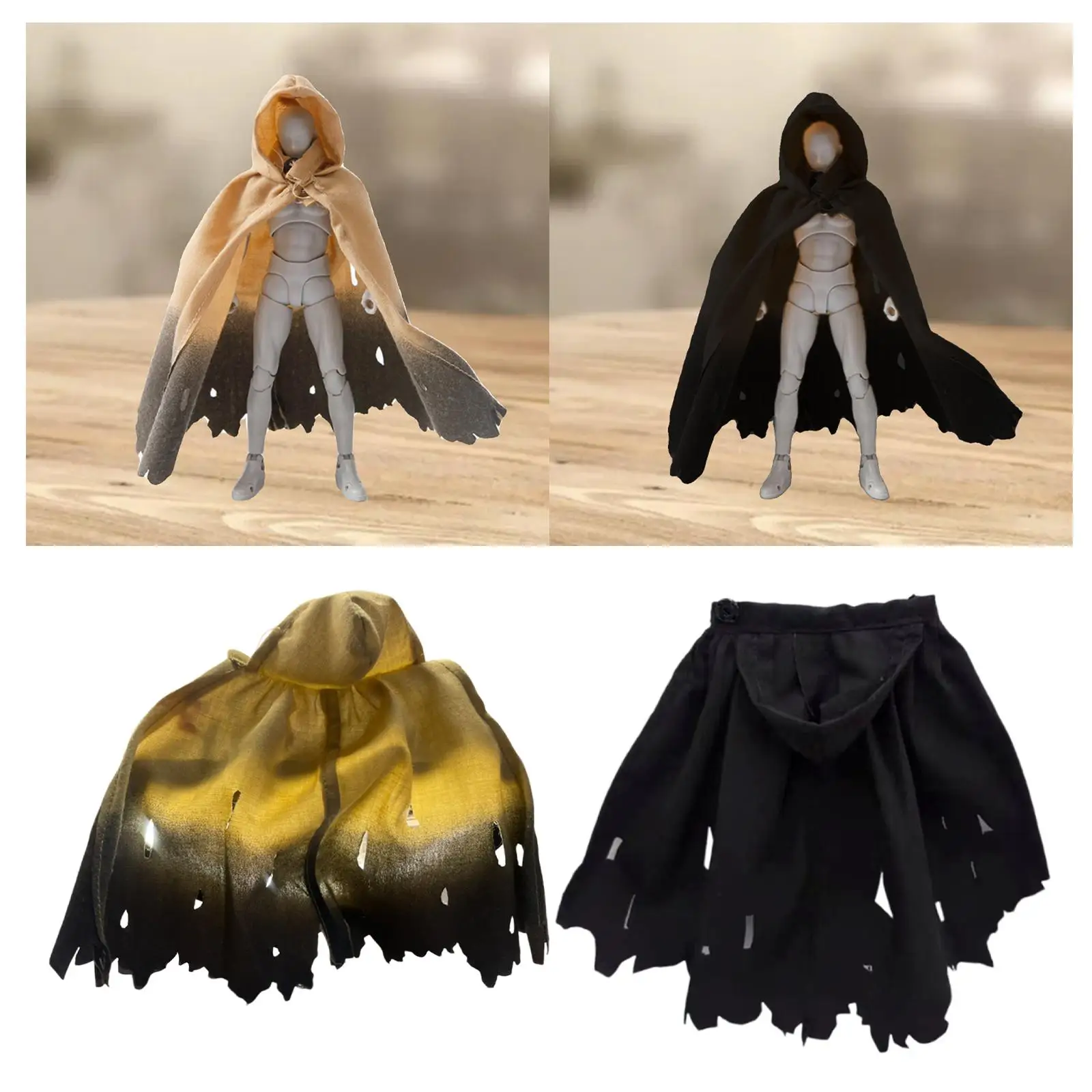 Ropa de figura de acción 1:12, capa de ropa en miniatura con sombrero, accesorios de minifiguras de tela de moda, disfraz de muñeca para 6 pulgadas