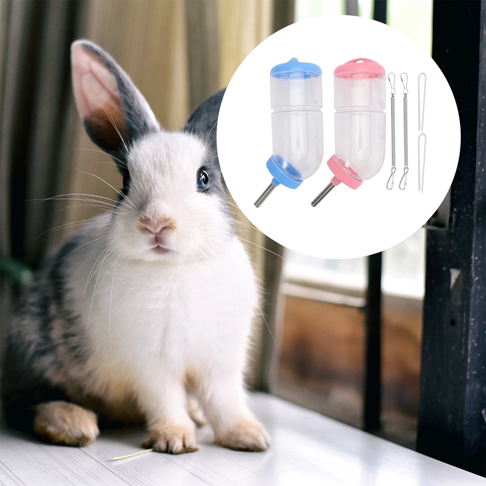 

2 Pcs Drinking Fountain Pet Rabbits Water Bottle Drinker Bottles for Feeder Guinea Pig