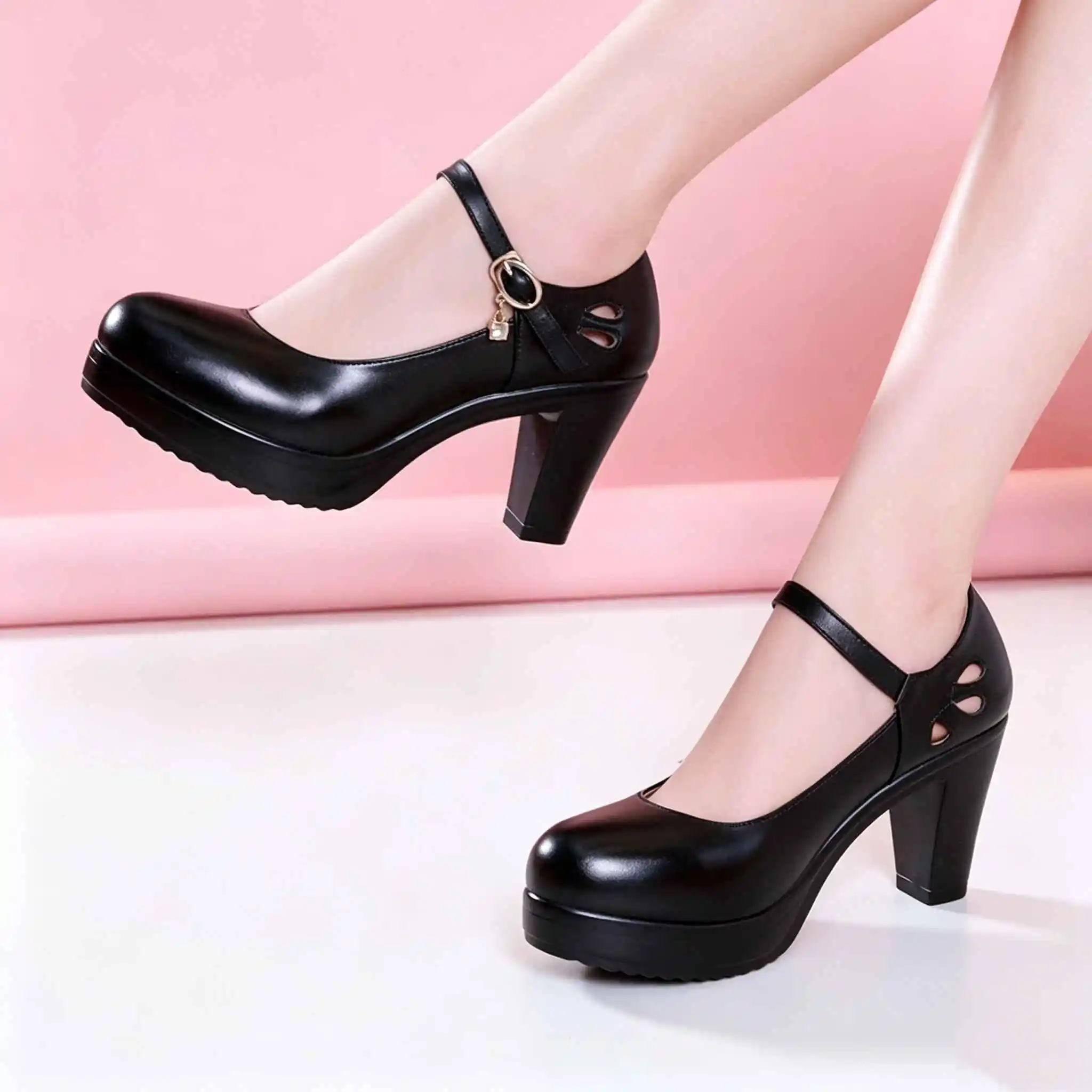 Plus Size 32-43 Block Heel Platform Shoes Women Pumps 2026 Spring High Heels Shoes Ladies Office Shoe Elegant Wedding Shoes