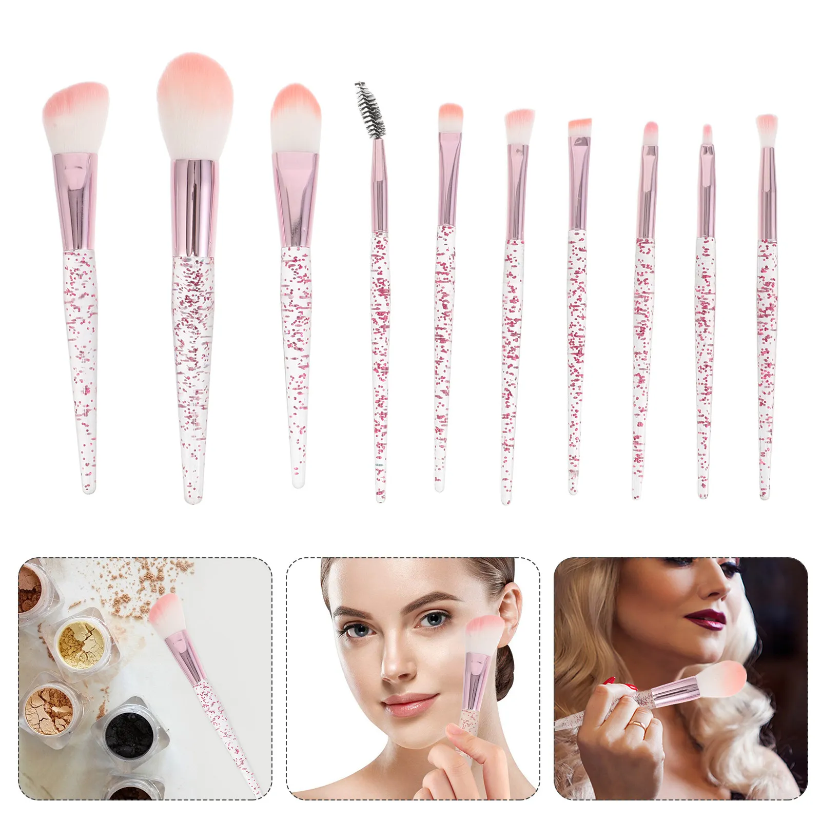 10Pcs Eye Brushes Set Glitter Makeup Blending Concealer Eyeliner Eyeshadow Applicator Brushes Kit Eyeshadow Brush
