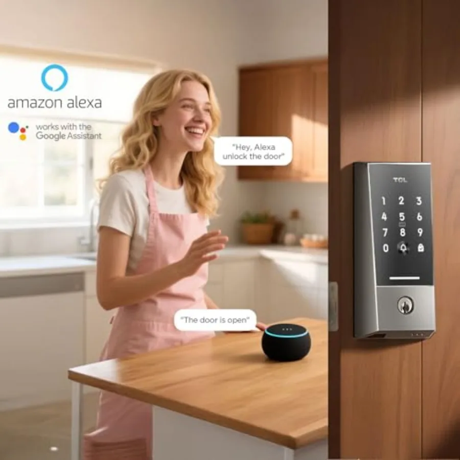 Serratura intelligente WiFi D2 e serratura intelligente con maniglia per porta con impronta digitale K1 per una sicurezza domestica migliorata con connettività wireless biometrica