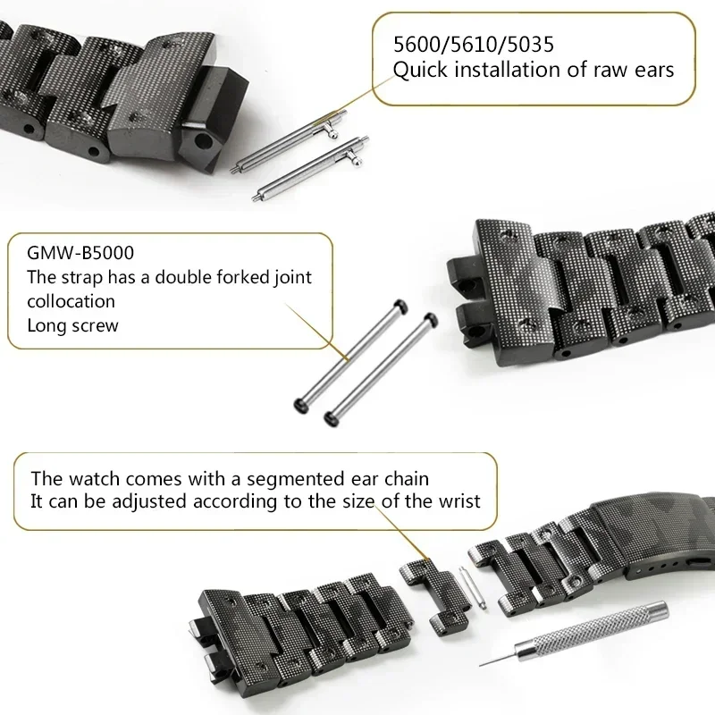 5600 5610 Titanium Alloy GMW-B5000 5035 Mod Kit For Casioak Watch G5600E GWB5600 GWM5610 DW5600 Metal Case  And Strap With Tools