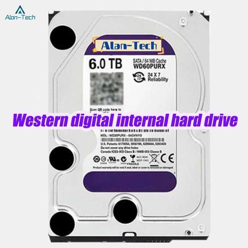 W-D Purple Disco Rígido Interno para CCTV, Novo, 4TB, 3,5 ", 64 MB de Cache, SATA III, 6GB, S, 1TB, 2TB, 3TB, HD, NVR, 4TB, HDD