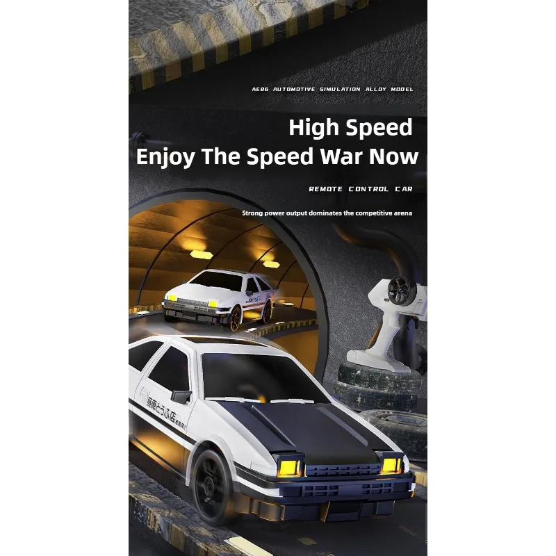 Escala 1/24 4WD RC Drift Car Brinquedo modelo de corrida de controle remoto profissional com corpo de simulação sem fio 2.4G para adultos