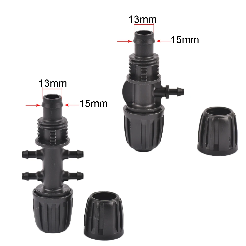 Conector de tubería de PE de 16mm, tuercas de bloqueo, acoplamiento de agua de jardín, tubería de 1/2 pulgadas, accesorios de manguera de 4/7mm,