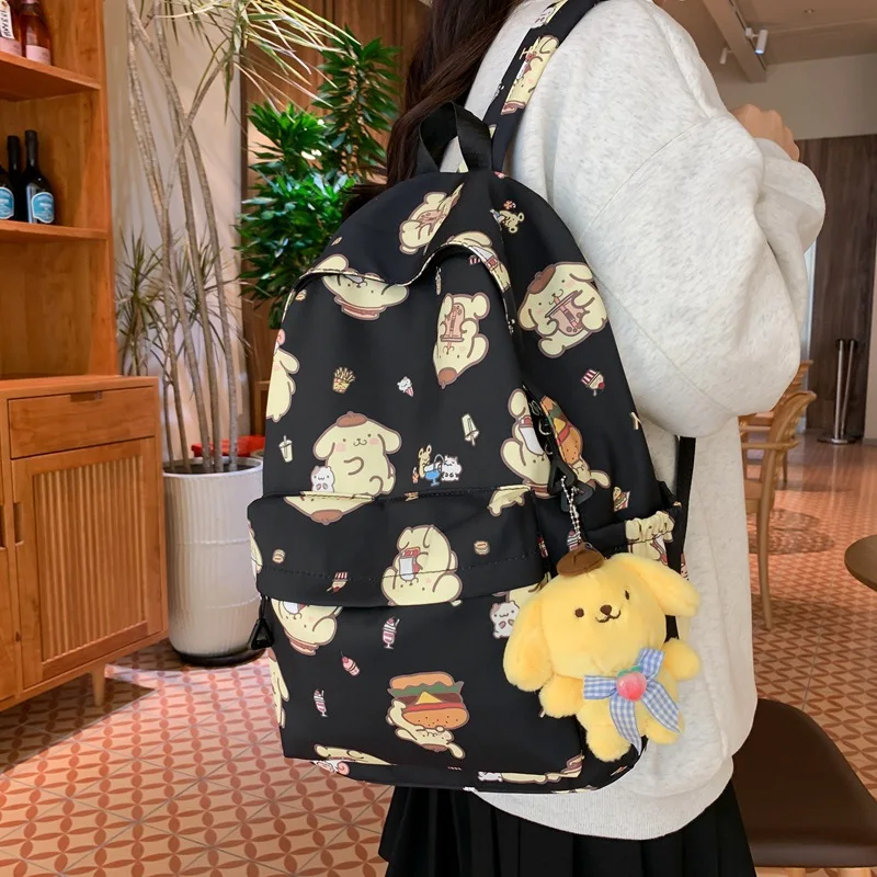 

New Sanrioed PomPom Purin Anime Cute Backpack Schoolbags Student Cartoon Travel Large Capacity Shoulder Bag Gift for Friend