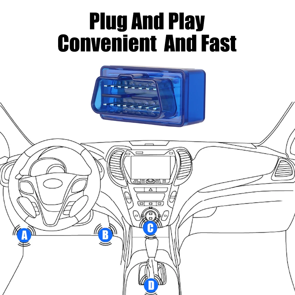 Lettore di codici Adattatore interfaccia OBD2 Scanner diagnostico per auto Rilevatore Bluetooth V1.5 per IOS/Android ELM327 Mini Dual Mode