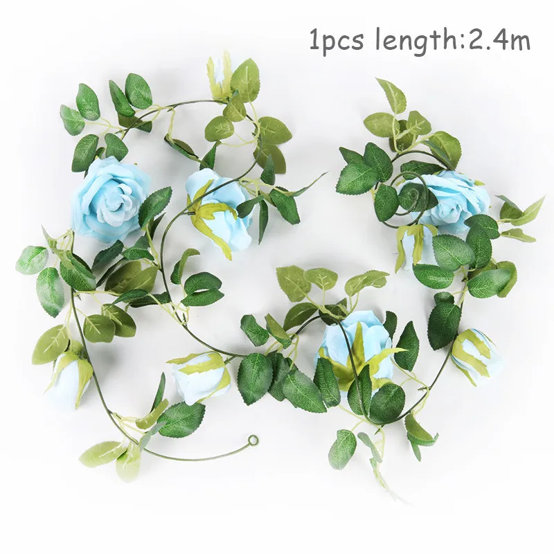 2.4m Artificial Flowers Rose Ivy Vine Wedding Decoration Real Touch Silk Flower String Home Hanging Garland Party Wedding Decor
