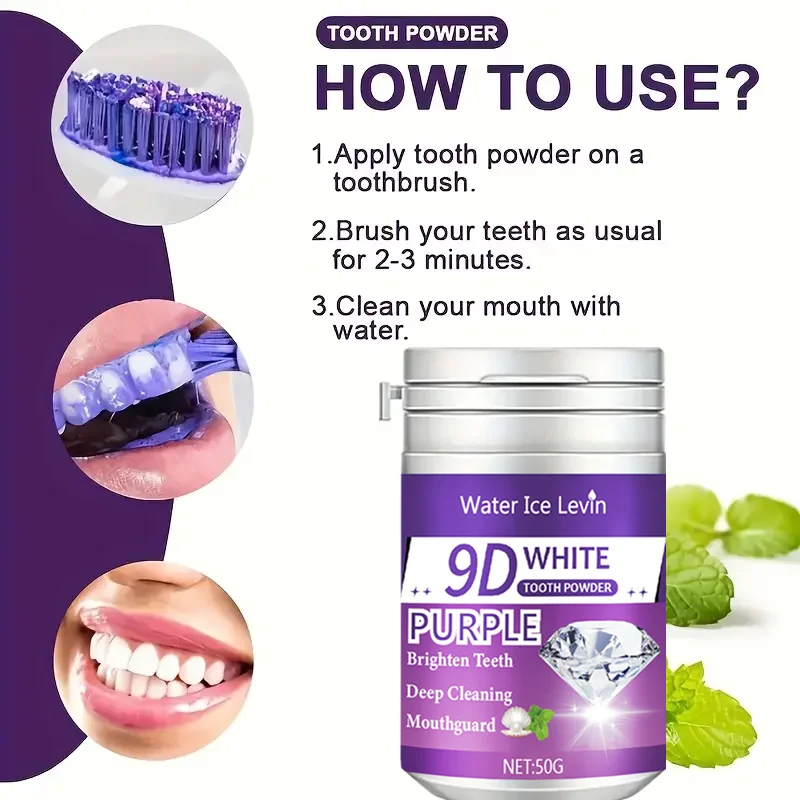 9D White Tooth Powder Brighten - Teeth Whitening Ingredients review and price