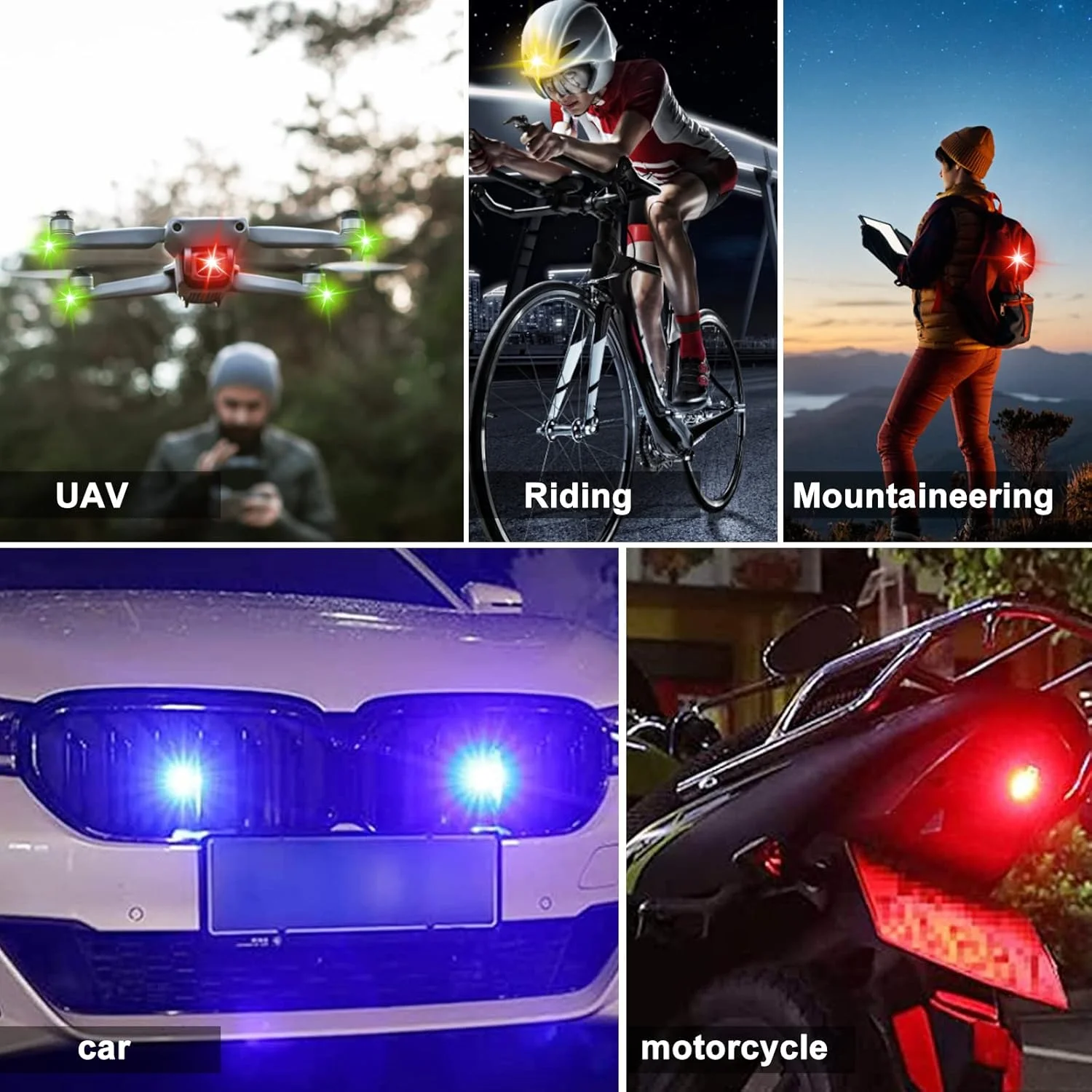 1PC Universal Strobe Light for Motorcycle Scooter Car LED Anti-collision Warning Light 7 Color Drone Flash Turn Signal Indicator