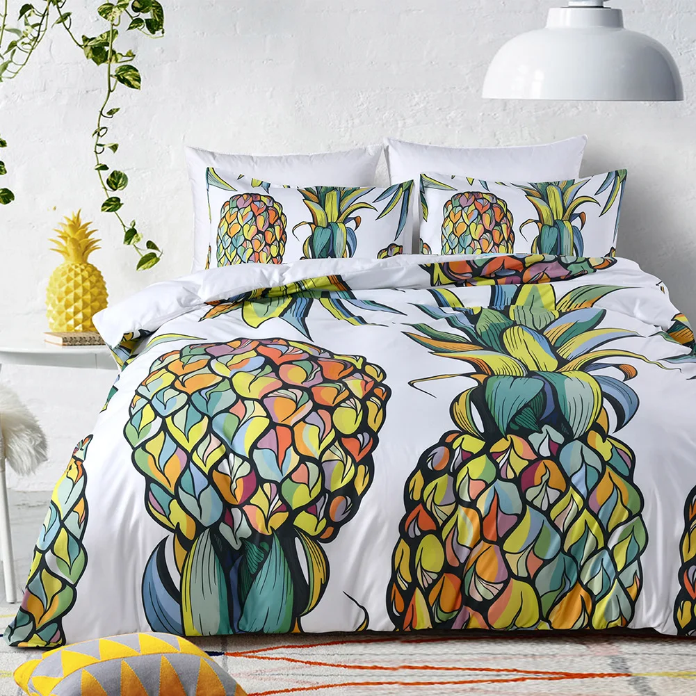 

Pineapple Bedding Duvet Cover Set King/Queen Size,Cute Yellow Fruit Decor Comforter Cover for Kids Girls Boys,with 2 Pillowcases