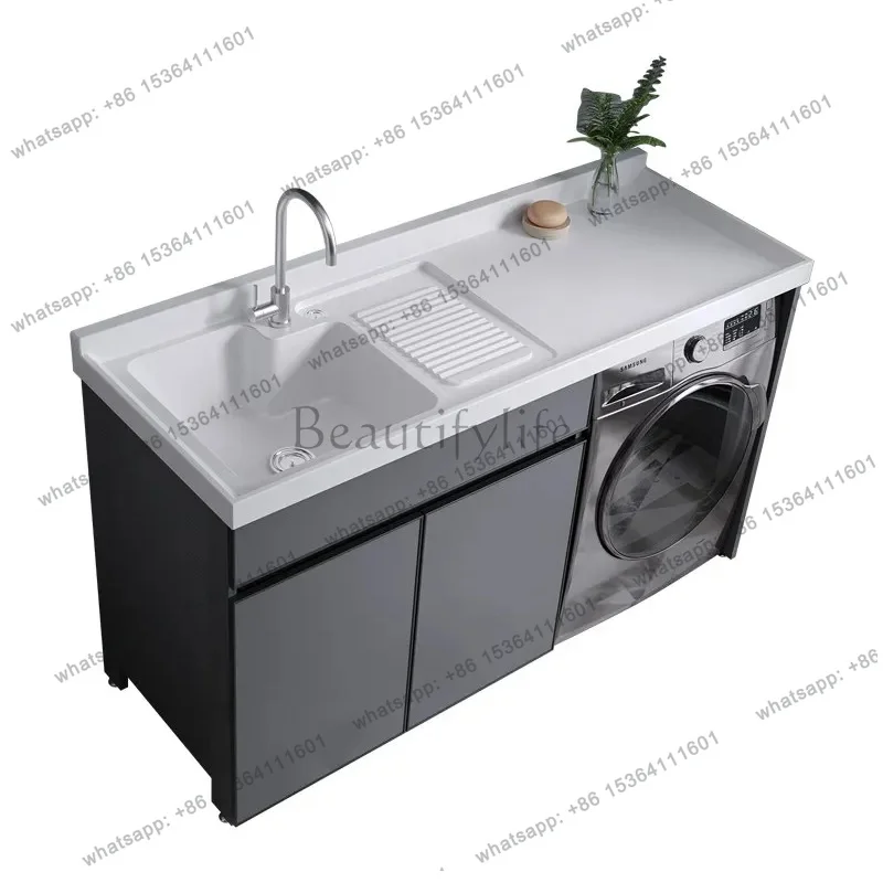 Minimalist Honeycomb Aluminum Balcony Laundry Cabinet Sink Washboard Washer Combo Customizable Bathroom Furniture