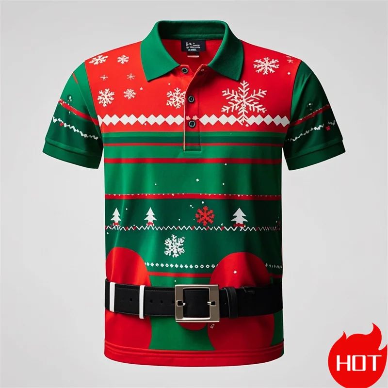 

Funny 3D Cute Santa Claus Xmas Printed Polo Shirt For Men Happy Christmas Tee Merry Christmas Graphic Shirts & Blouses POLO Tops