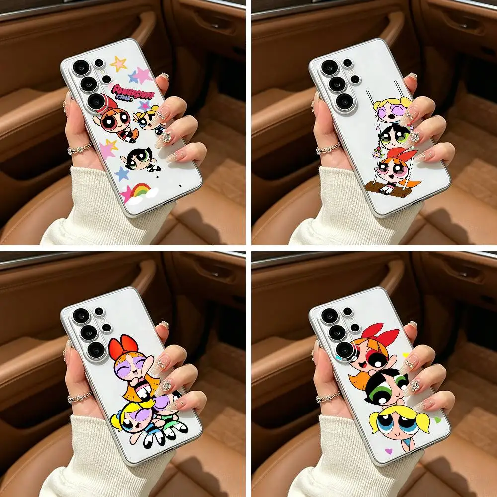 Cute The P-Powerpuff-es Cartoon Girls Clear Phone Case for Samsung S25, S24, S21, S22, S23, S30, Ultra, S20, Plus, FE, Lite