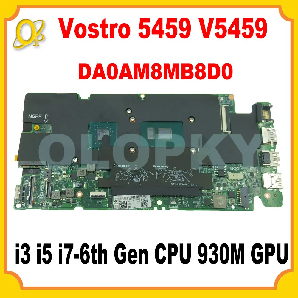 

DA0AM8MB8D0 Motherboard for Dell Vostro 5459 V5459 P68G Laptop Motherboard i3 i5 i7-6th Gen CPU 930M GPU 0GC4PN DDR3 Fully Test