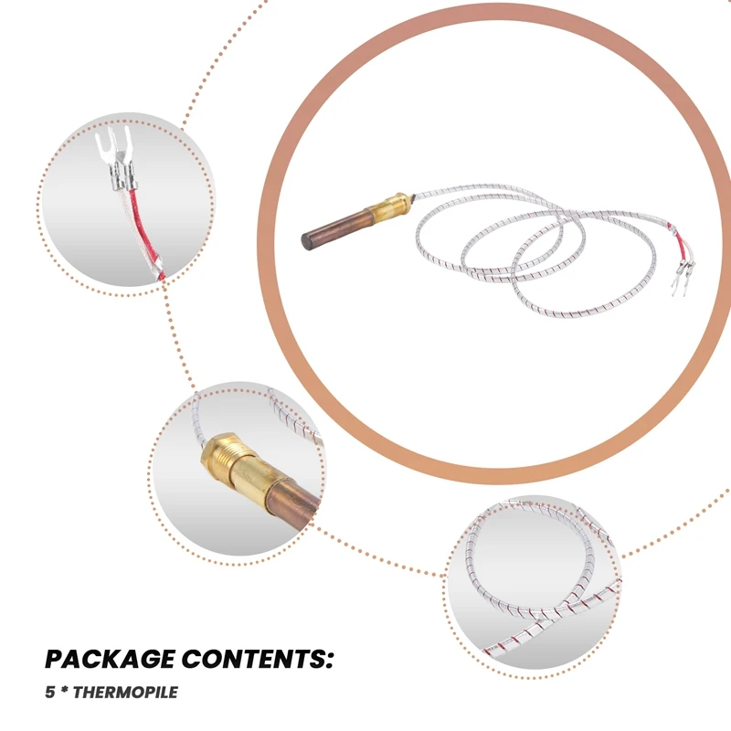 5Pcs Thermocouple Replacement Thermopile Generator for Gas Fireplace/Water Heater/Gas Fr-A55K