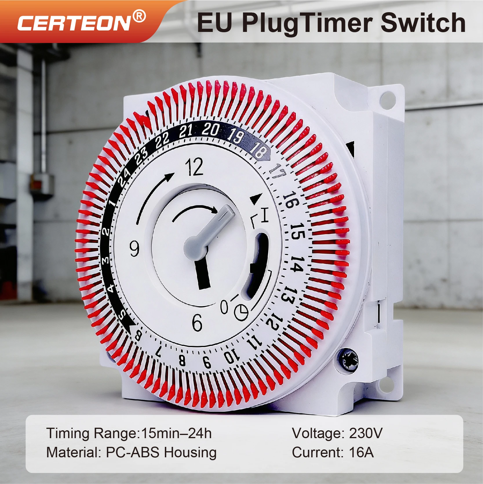 GT01 24 Hour Mechanical Timer Switch Socket 15 Minute to 24 Hour Programmable Mechanical Timer Outlet Home Appliance Use