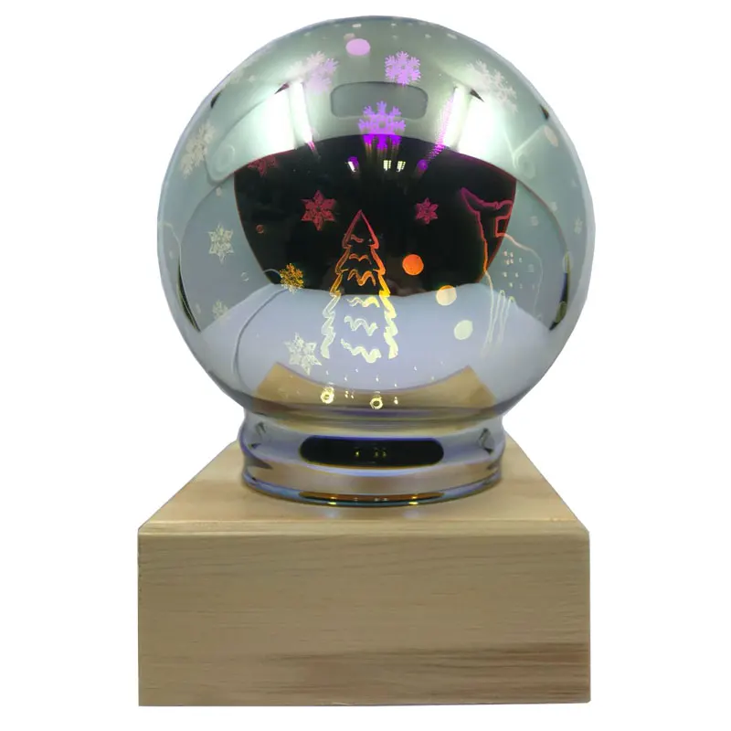 3D Night Lights Table Lamp Ball USB Supply Wood Base Desk LED Decor Home Bedroom Decoration Accessories For Kids Christmas  Gift