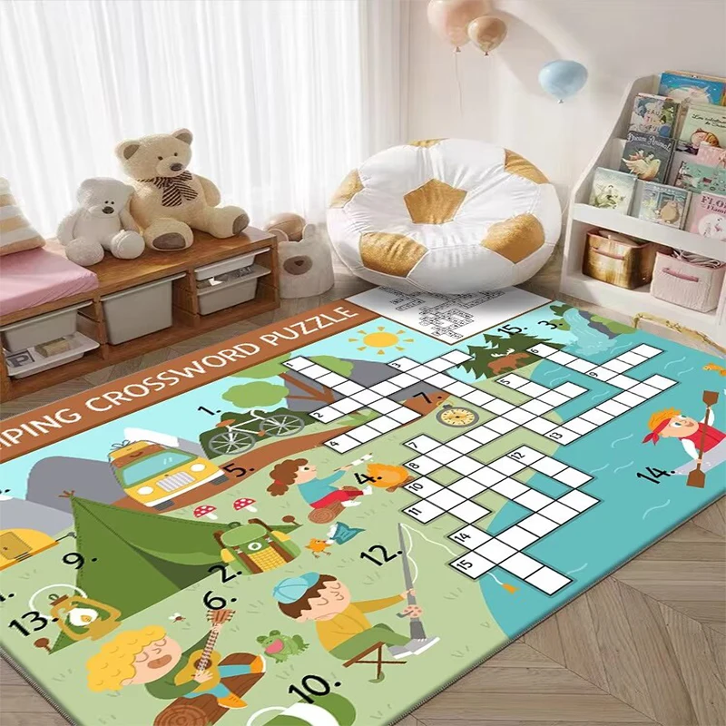 Alfombra de dibujos animados con dígitos para sala de estar, alfombra de juego decorativa para área grande, dormitorio de niños, estudio, antideslizante