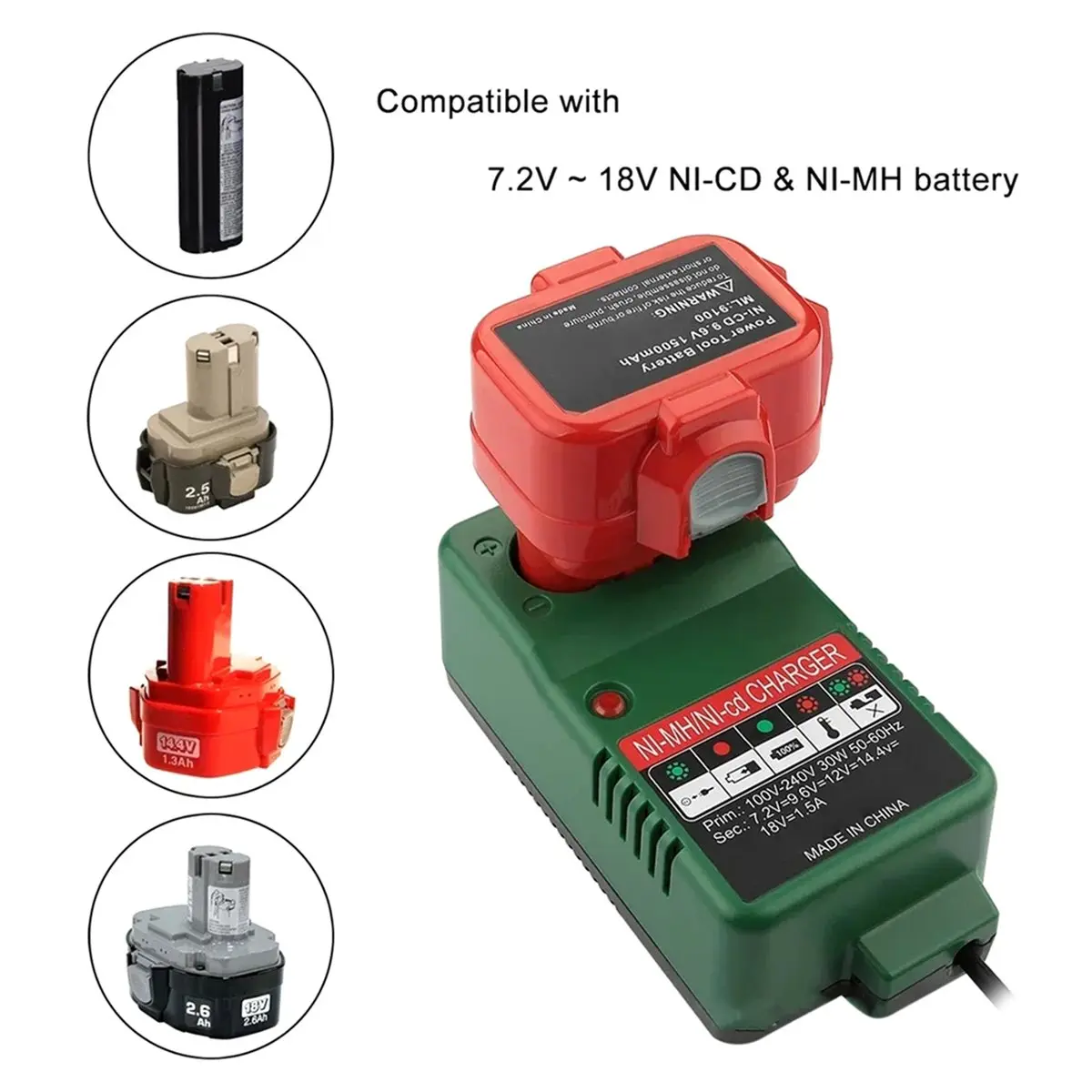 Promotional-Battery Charger for Battery Drill Charger UC14YFA EB712S EB912S EB12S -Cadmium--Metal Hydride US Plug