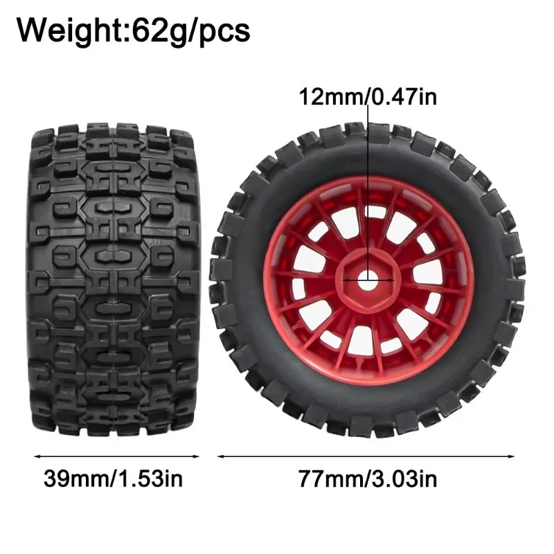 MX1.85 pulgadas de ancho 77m * 39mm 12mm neumáticos de rueda para ARRMA 1/18 Typhon,GRANITE,Redcat,Losi,Team,Kyosho,HPS,HPI