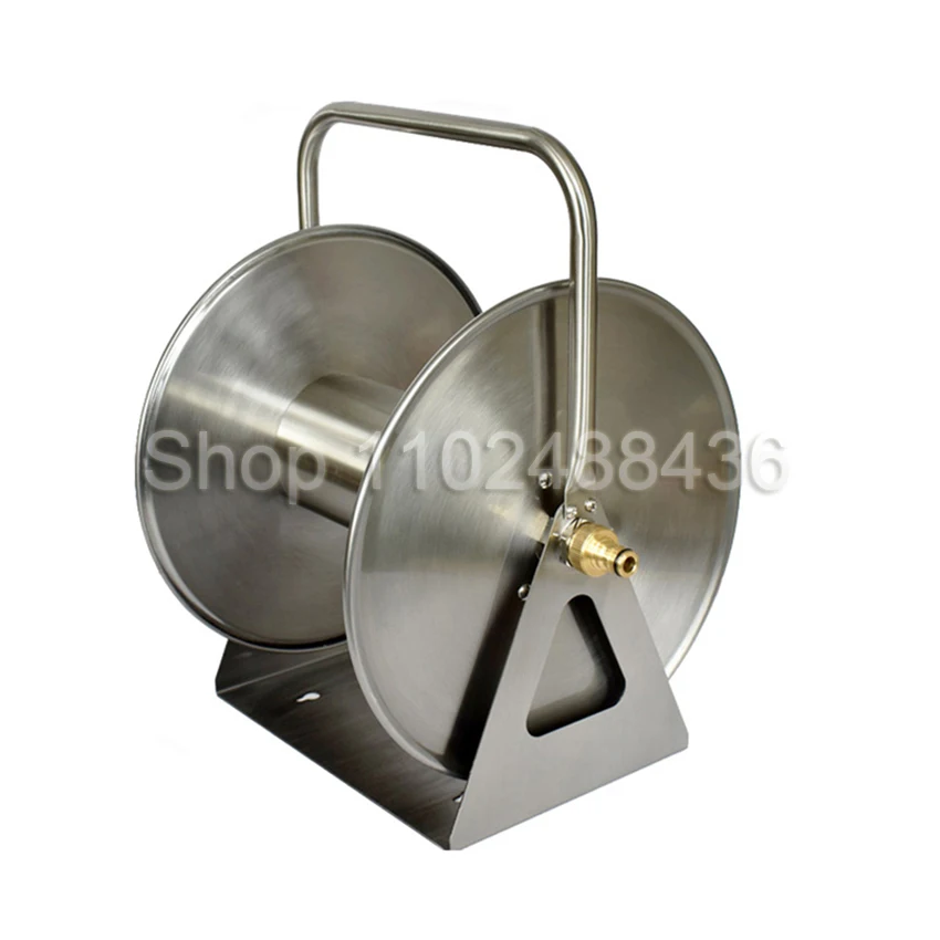 Portable Water Hose Reel Trolleys Wash Pipe Rack Heavy-Duty Stainless Steel Garden Irrigation Systems Holder Hose Wall Mount