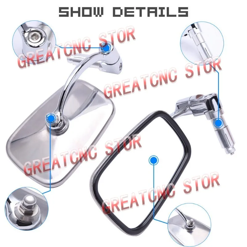 2pcs Motorcycle Mirrors 7/8