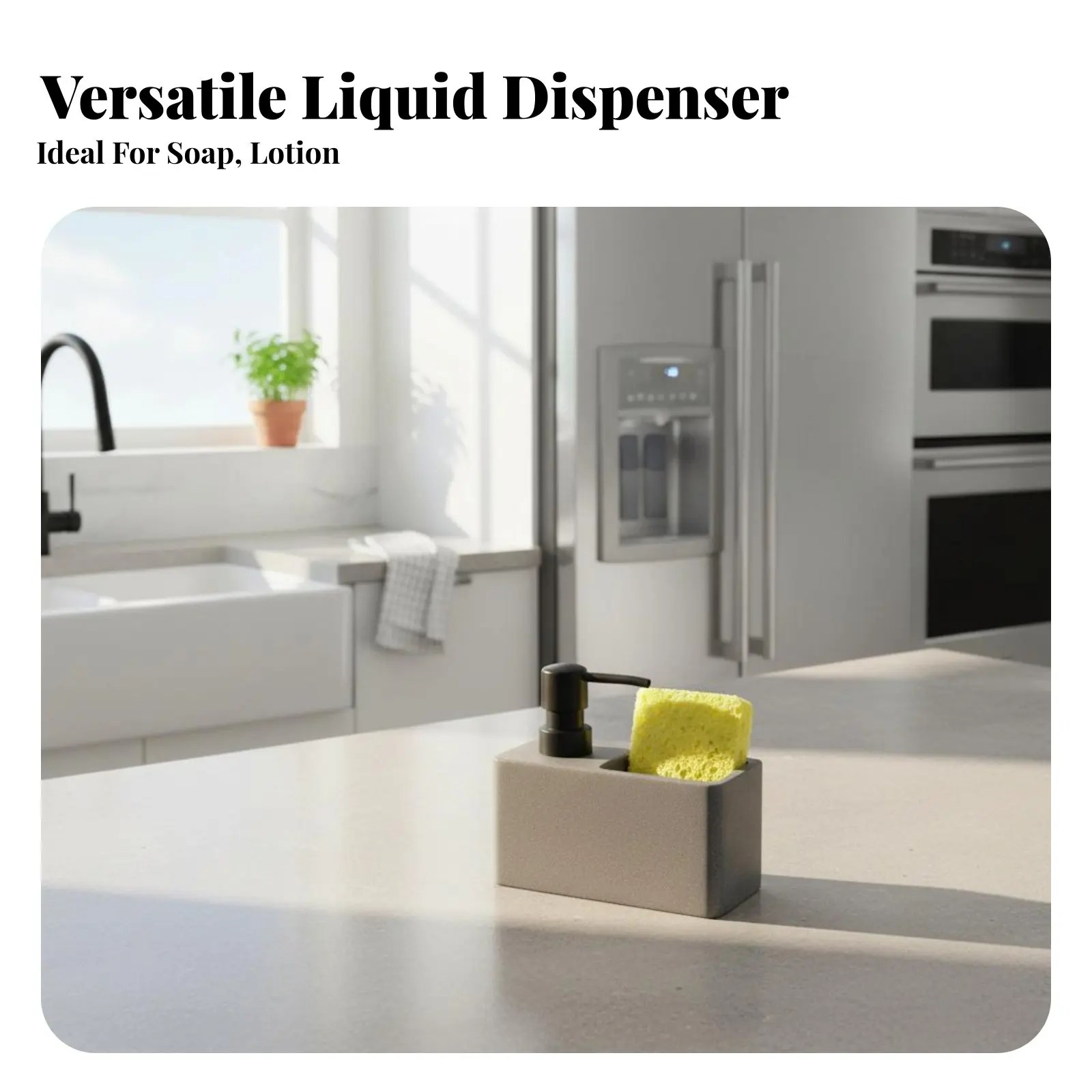 

Soap Dispenser Sponge Holder 2-in-1 Design Kitchen Sink Holder Resin Dish Soap Dispenser 200ml Capacity Countertop Pump Bottle