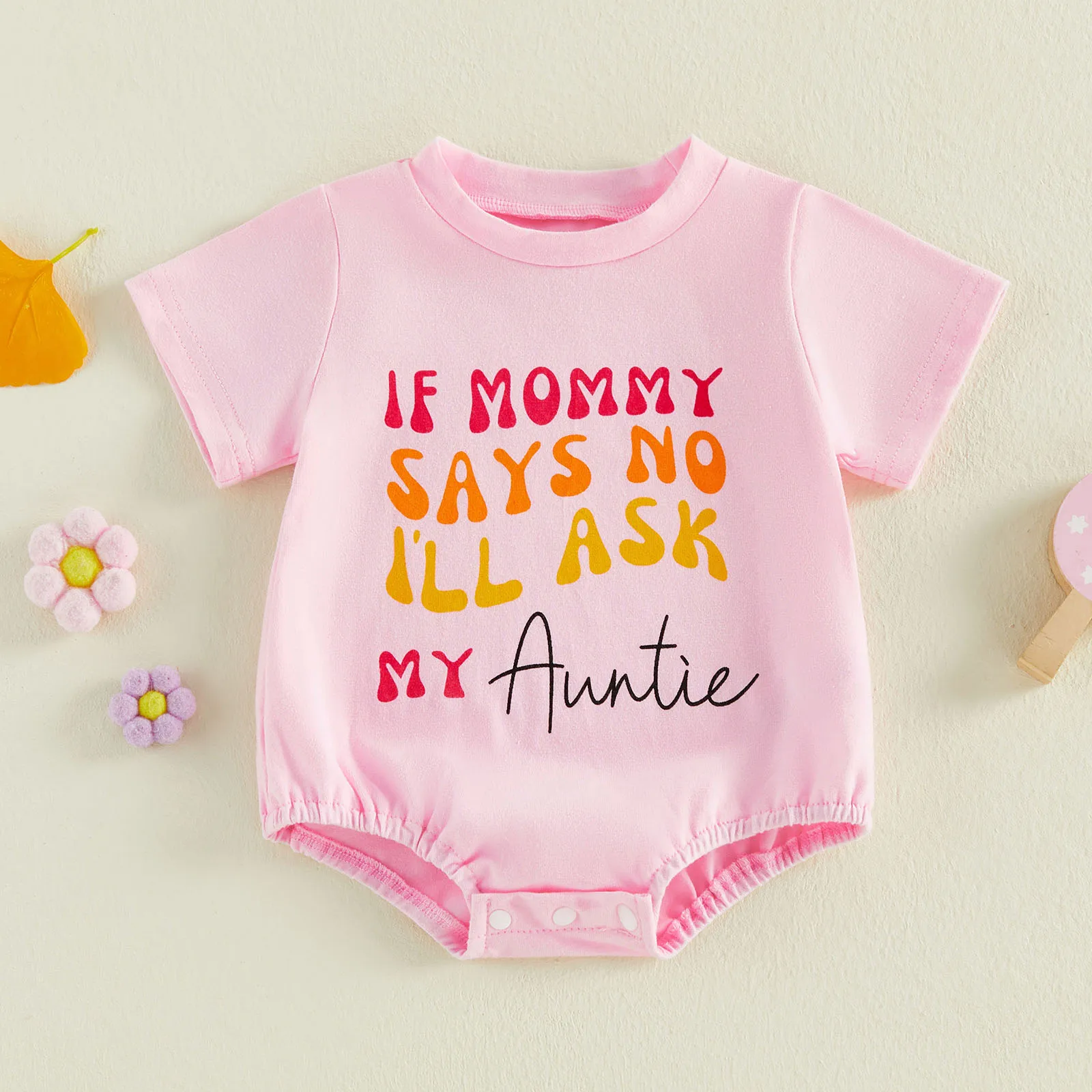 

Adorable Infant Girls Romper with Stylish Letter Print and Short Sleeves - Trendy Toddler Jumpsuit for Summer Outfits