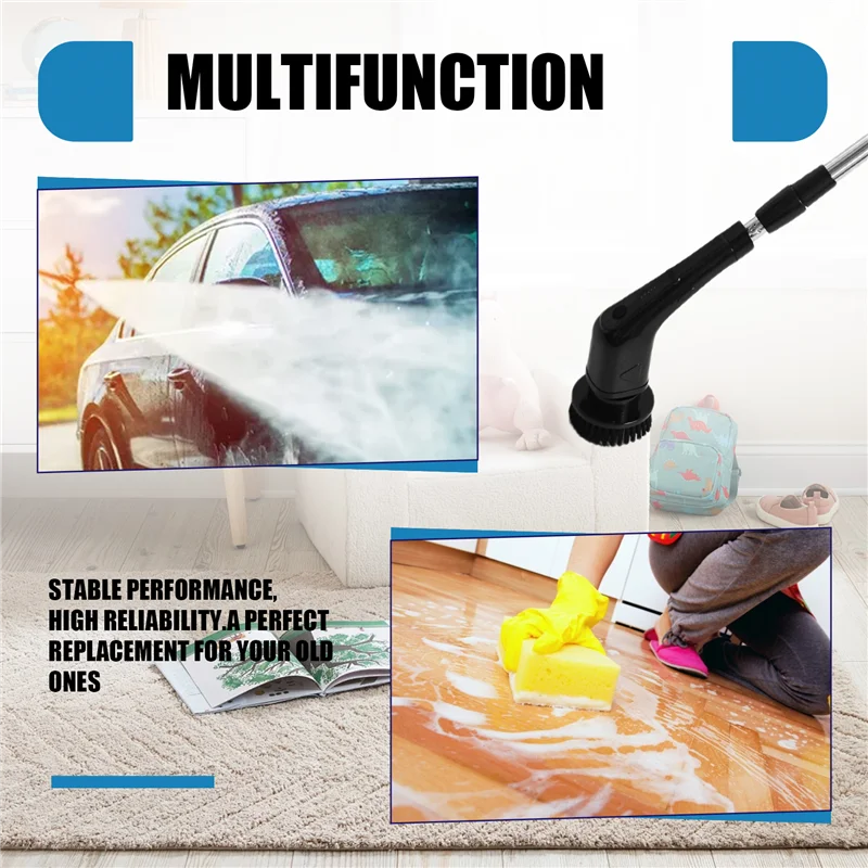 فرشاة تنظيف كهربائية لاسلكية قوية مع تمديد قابل للتعديل ومقبض طويل رؤوس فرشاة قابلة للاستبدال-A77G