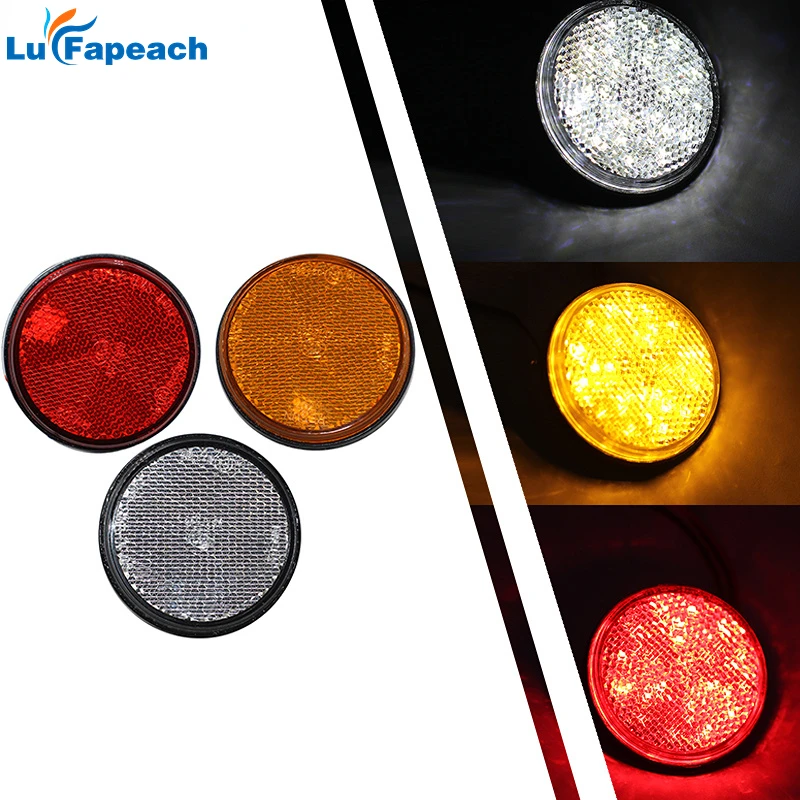 1Pcs Motorcycle Brake 24 SMD Car Round Tail Lights Turn Signal Light Lamp ATV LED Reflectors Truck Side Warning Tailight Bulbs