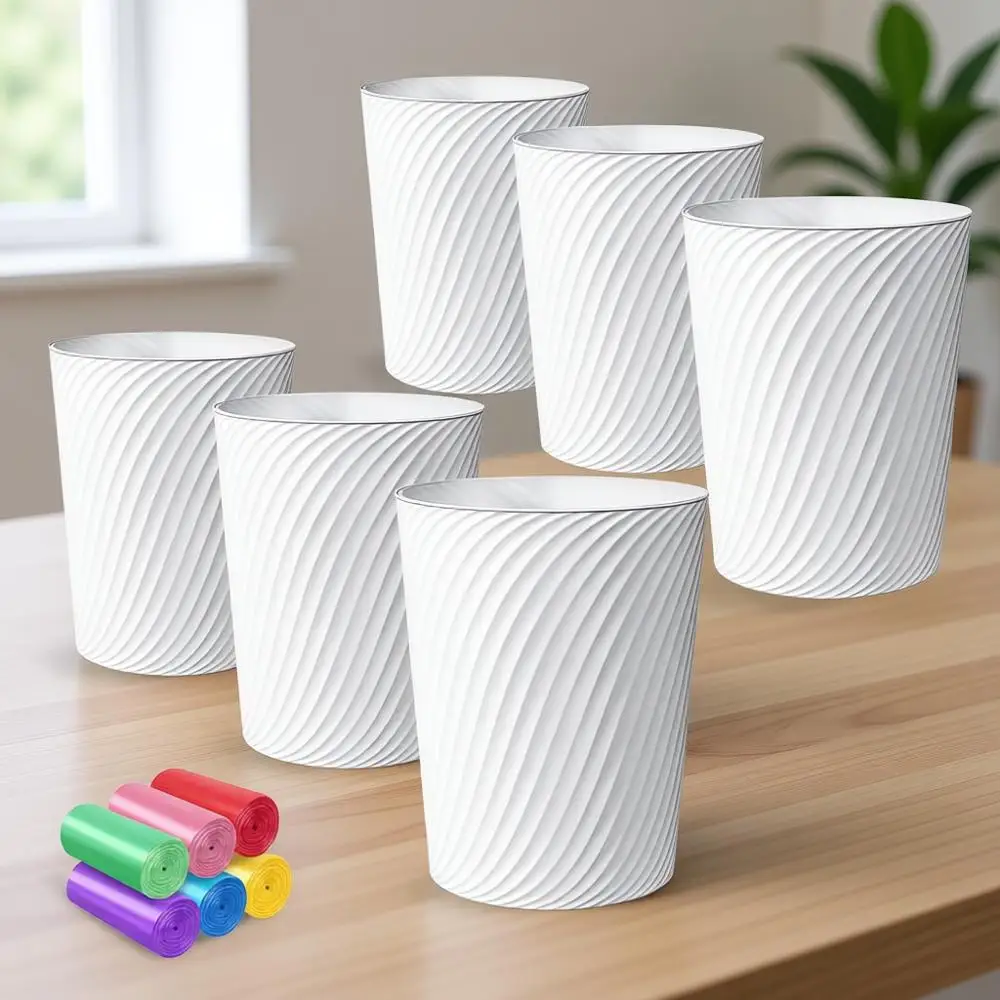 

Мусорное ведро для ванной комнаты объемом 1,8 галлона с 6 белыми мешками для мусора для небольших помещений