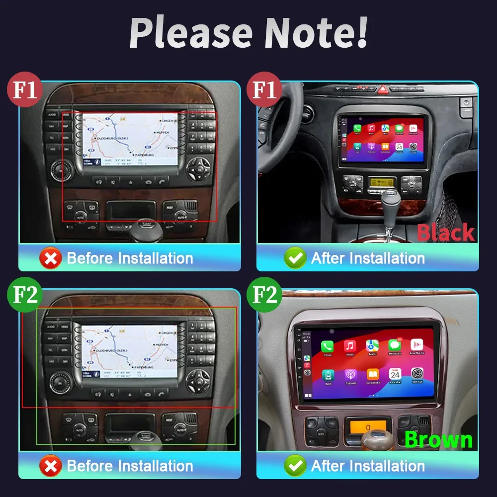 For Mercedes Benz S-Class S Class W220 VV220 1998-2005 Android 14 Stereo Car Radio Mutimedia 4G Wireless BT Carplay Touch Screen