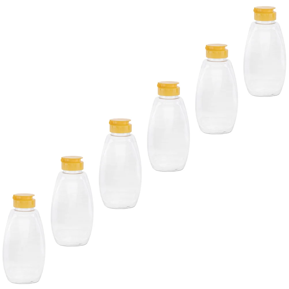 

6 Pcs Honey Bottle Transparent Plastic Food Packaging 500g Capacity Jars Container PET Jam Squeeze Reusable Kitchen Storage