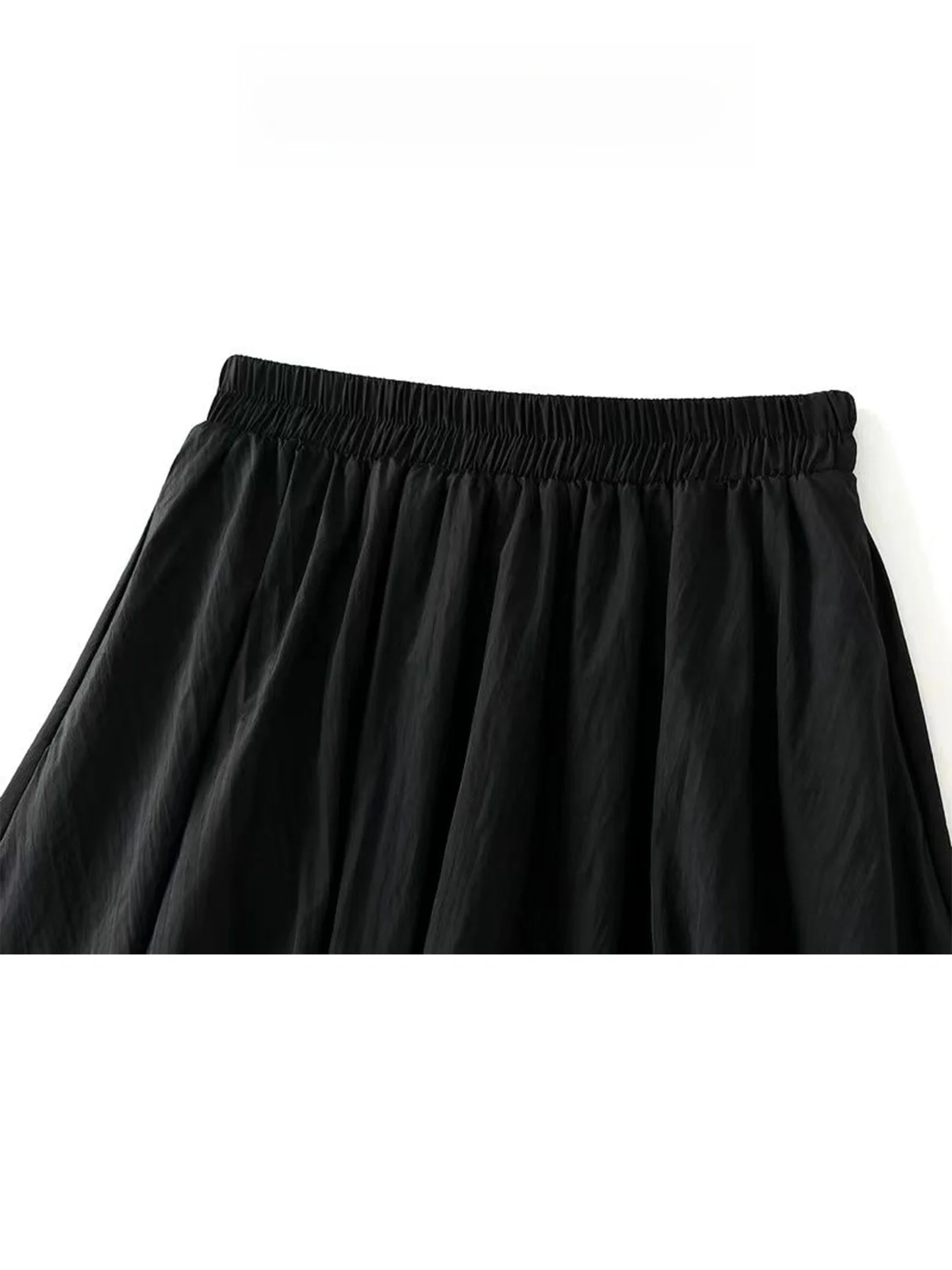 Black Bloom Long A-Line Lantern Skirt Women's Spring Summer Cloud Bubble Skirt Puffy Skirt High Waist Korean Style Commute