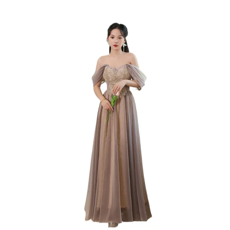 Vestido de damas de honra 2025 novo estilo irmã damas de honra formatura desempenho mostrar vestido de noite fino nicho vestido de damas de honra
