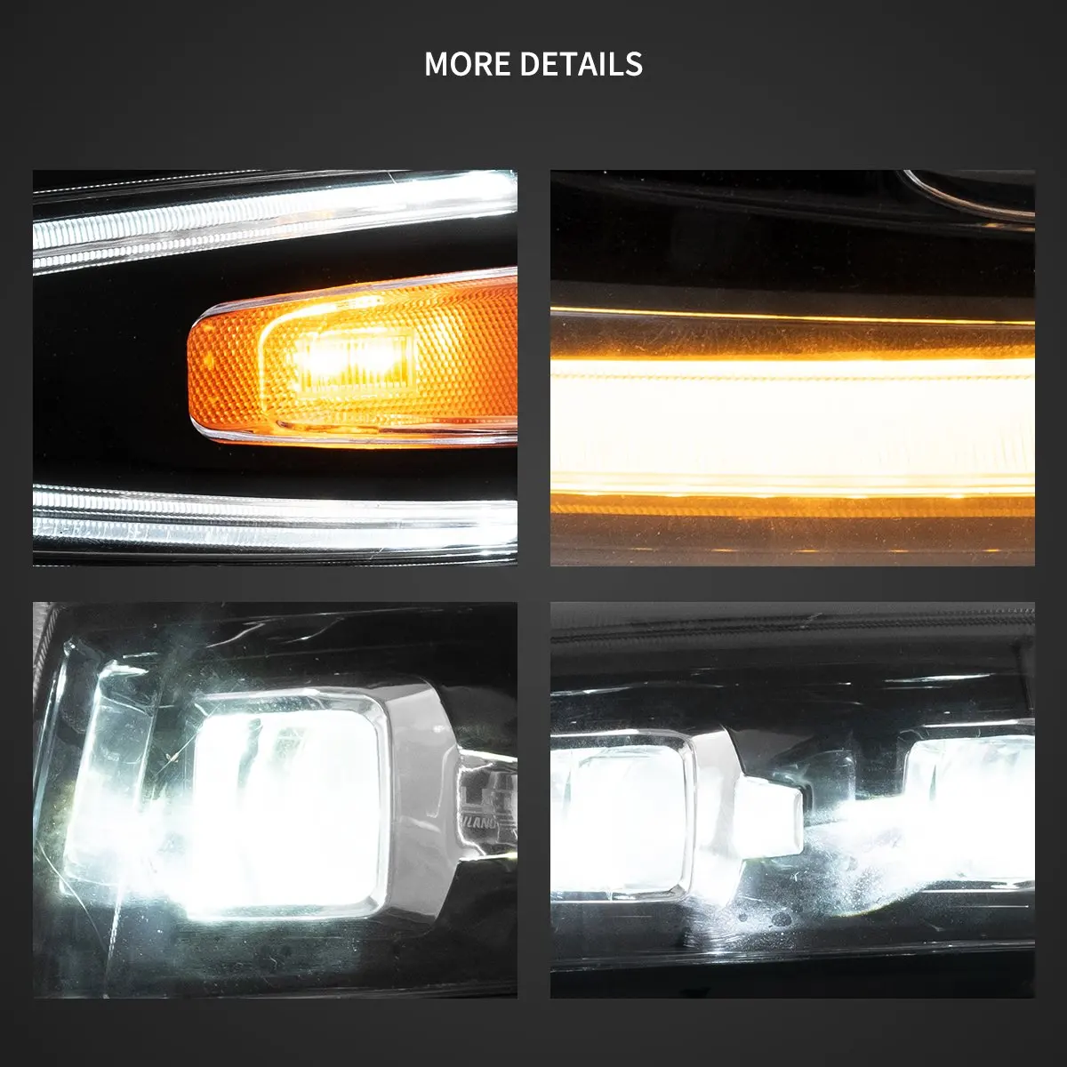 Vland 07-13 Silverado 2nd Gen LED Matrix Projector Headlights Black Truck Headlamp Upgrade